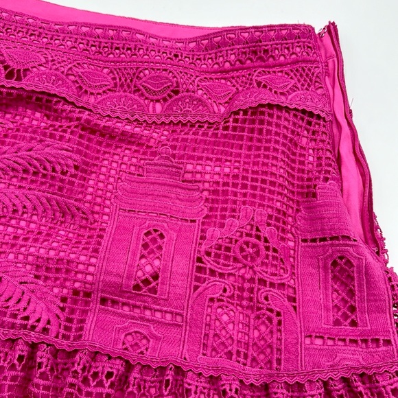 Farm Rio Morada Boa Guipire Lace Pink Mini Skirt Size XL - Picture 7 of 17